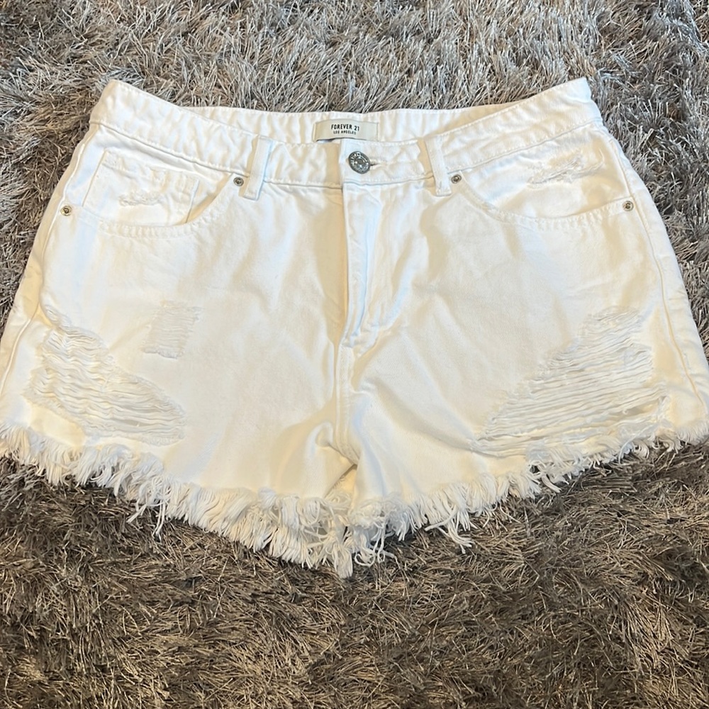 White denim shorts